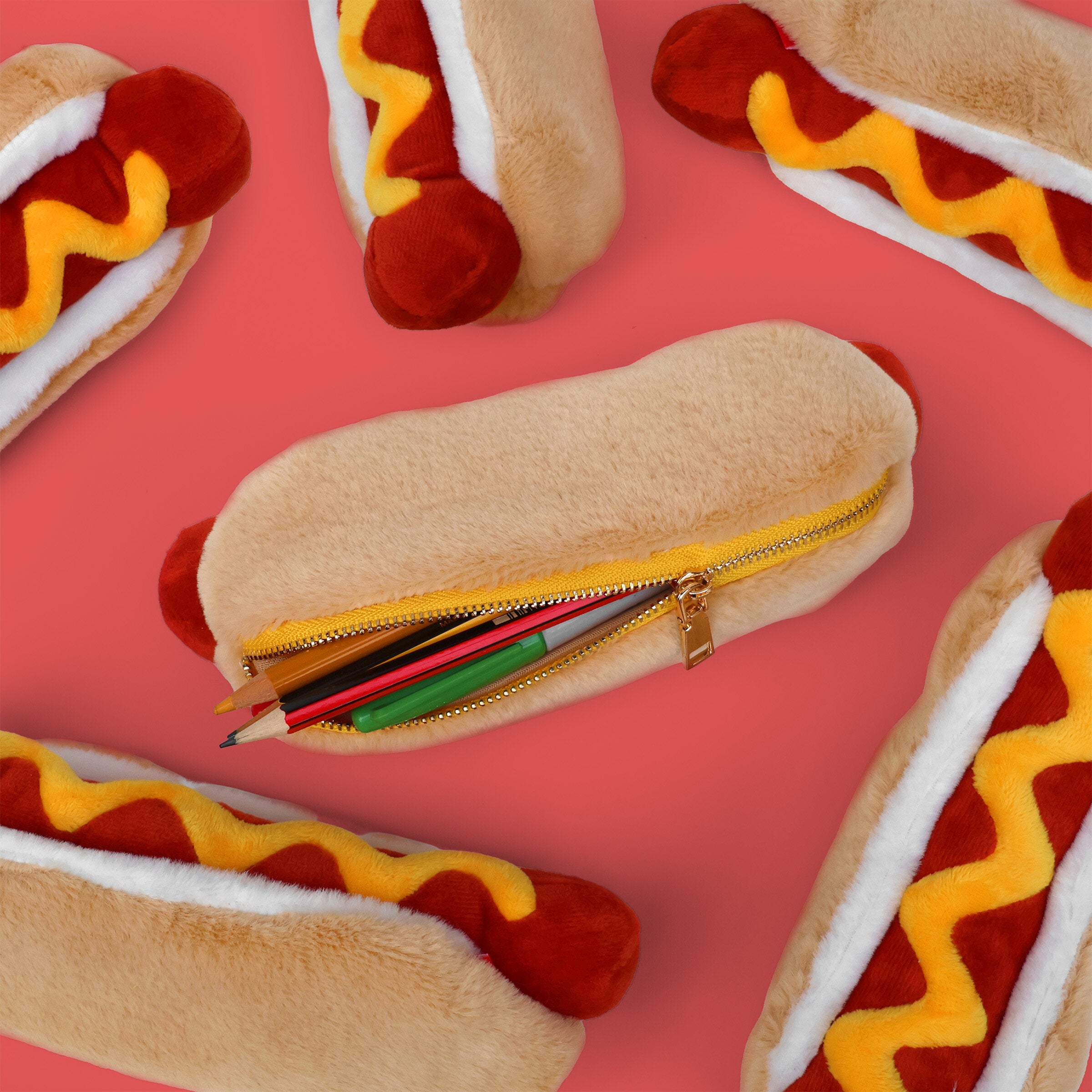 SUCK UK Plush Zip Pouch Hot Dog