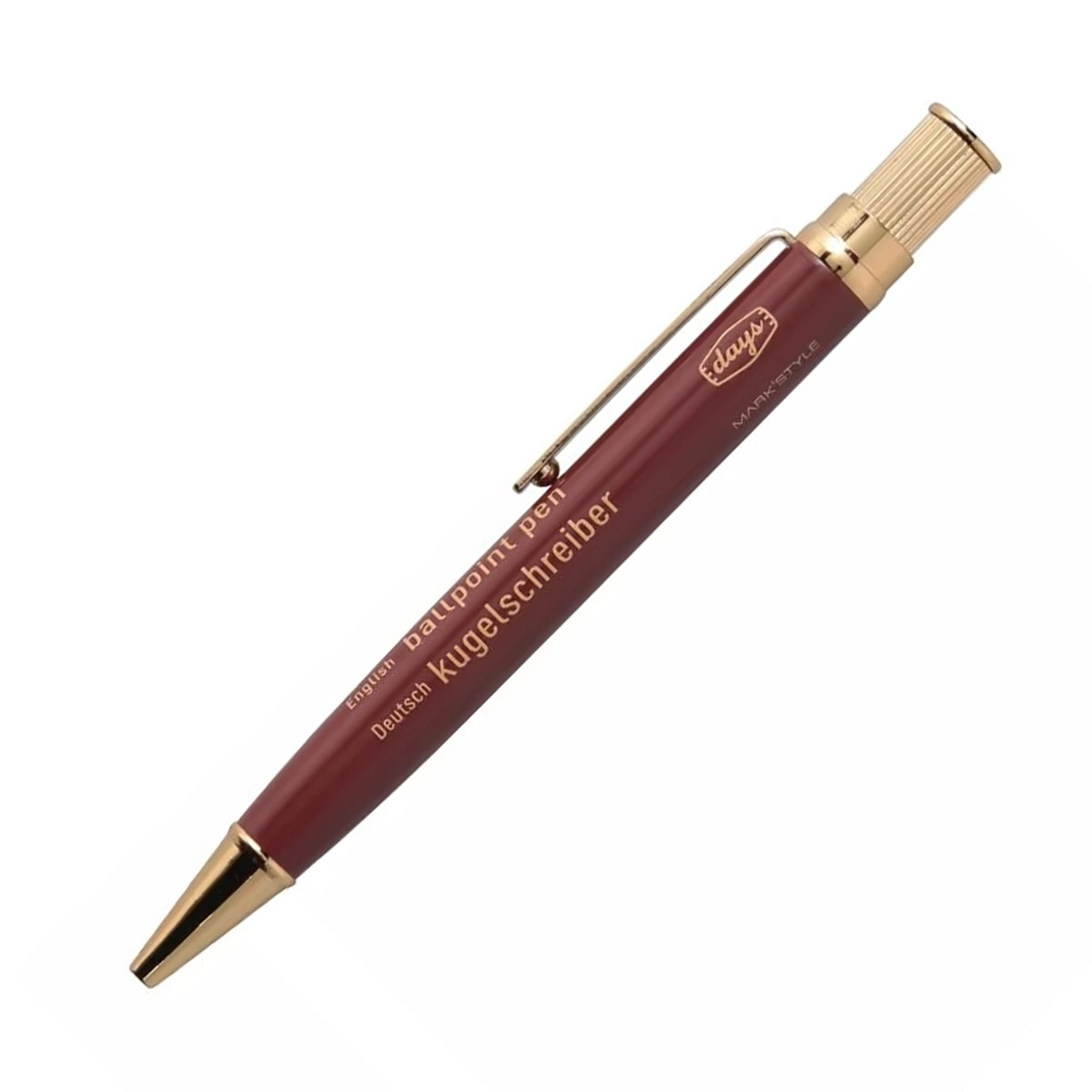 MARK'STYLE Days Gold-Plated Brass Ball Pen Reddish Brown