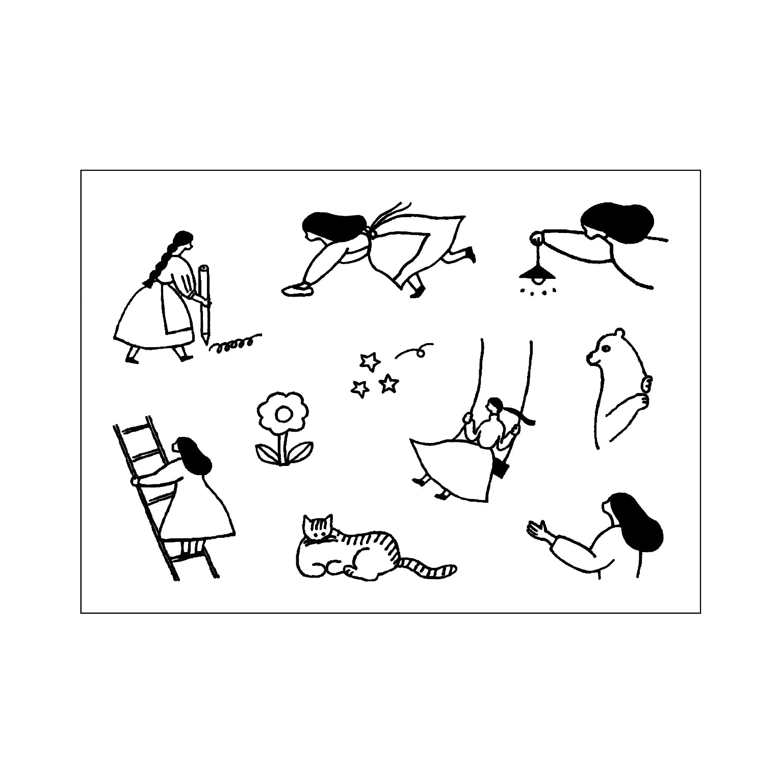 MIZUSHIMA x necktie Jizai Clear Stamp Log Techo Moriage-tai Girl