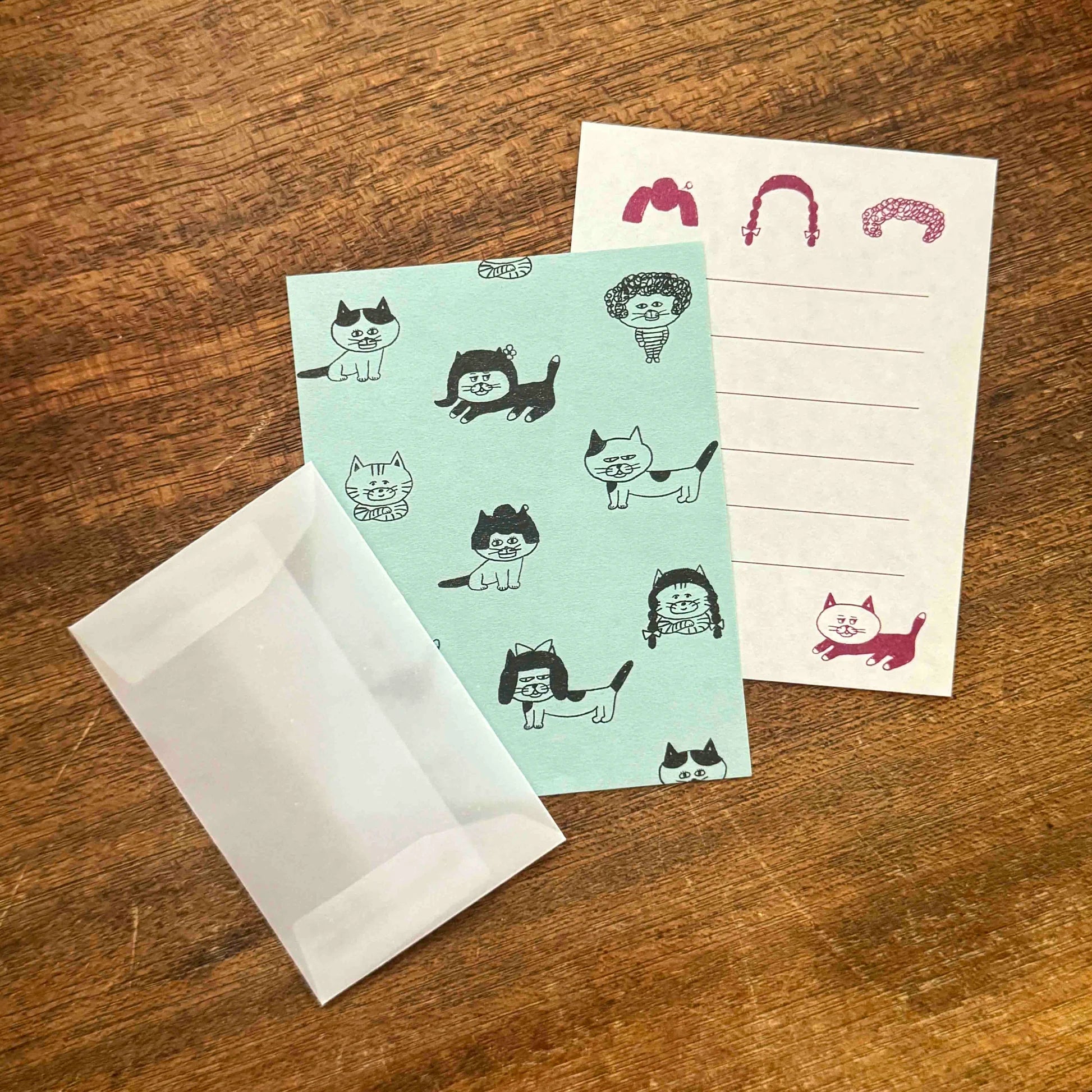 MIZUSHIMA x Shibata Keiko Small Letter Set Cats & Wigs