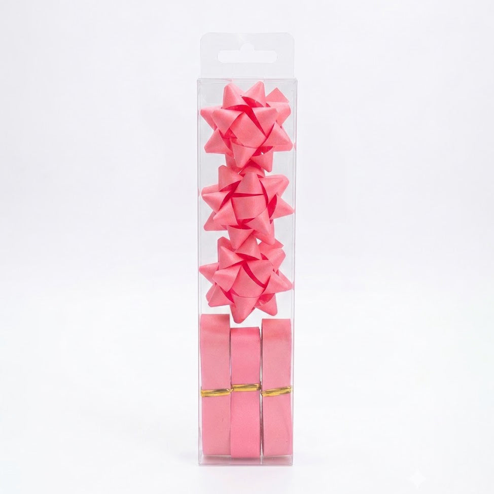 JIPPURI Matte Ribbon & Bow Set of 6 Pink