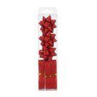 JIPPURI Matte Glitter Ribbon & Bow Set of 6 Red