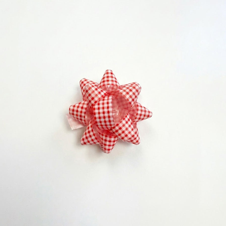 JIPPURI Gingham Bow 2" Red
