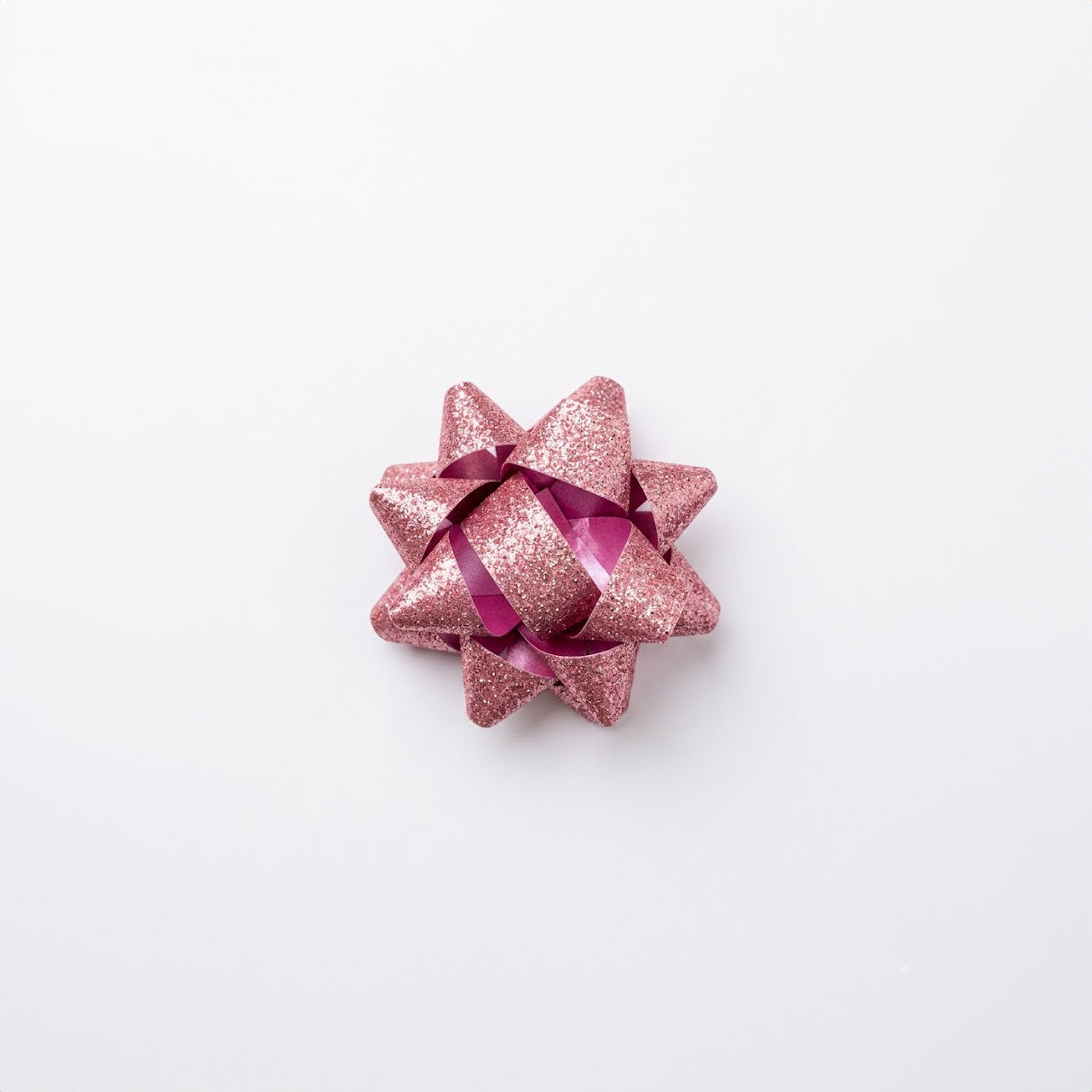 JIPPURI Matte Glitter Bow 2" Light Pink