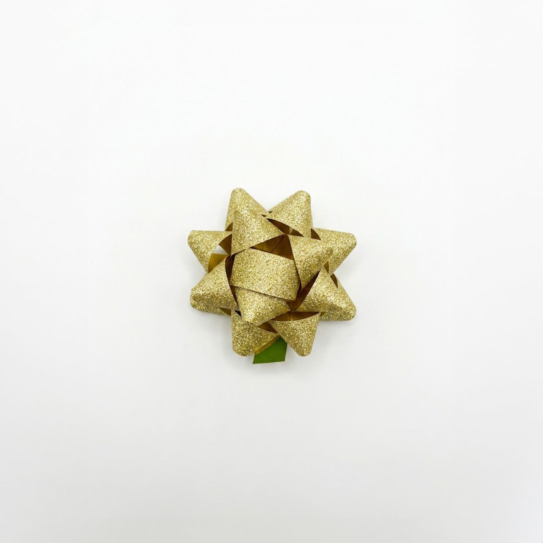 JIPPURI Matte Glitter Bow 2" Gold