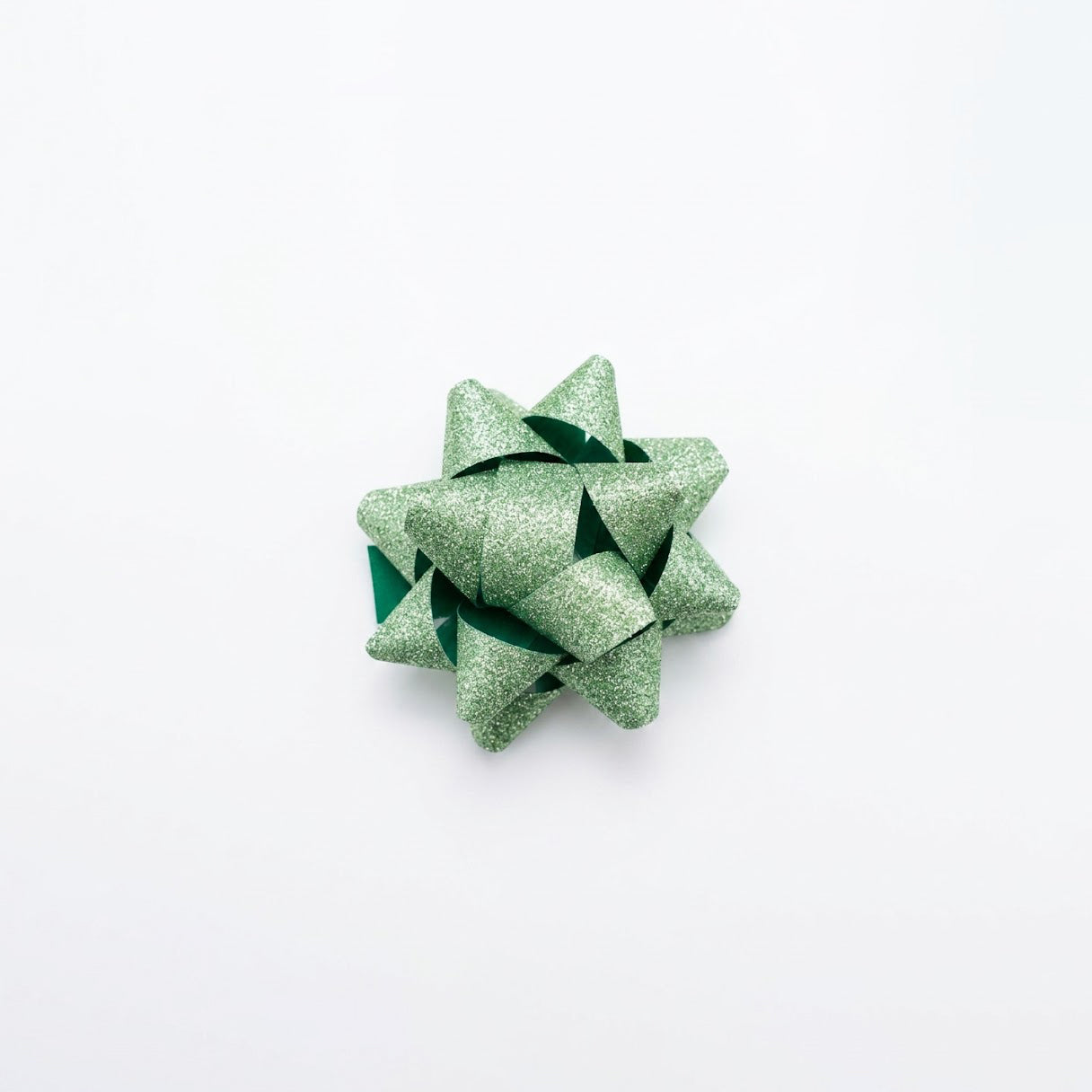 JIPPURI Matte Glitter Bow 2" Light Green