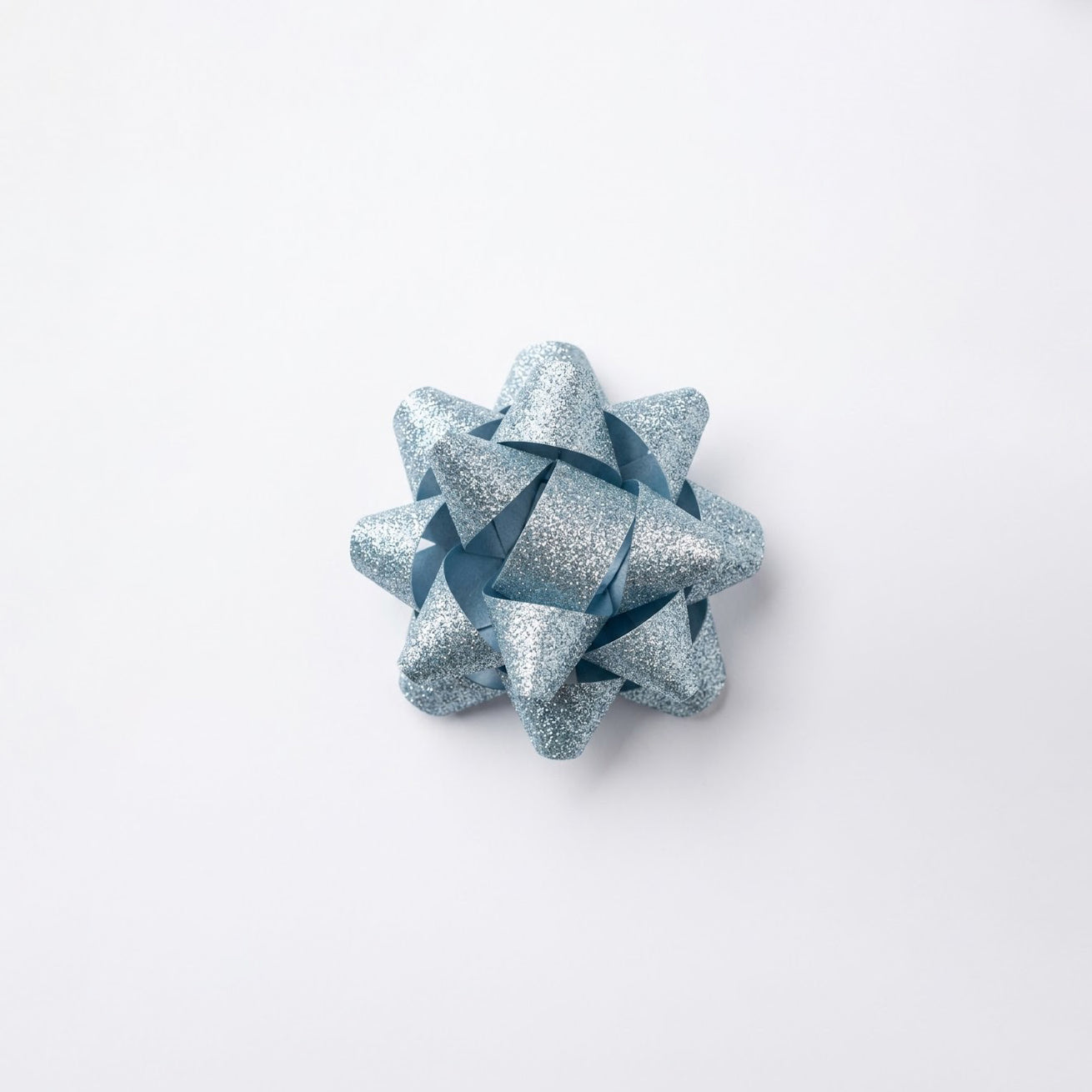 JIPPURI Matte Glitter Bow 2" Pastel Blue