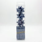 JIPPURI Matte Glitter Ribbon & Bow Set of 6 Grey Blue