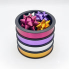 JIPPURI Ribbon Roll & Bow Set of 8 Metallic Black Core Cool Tone