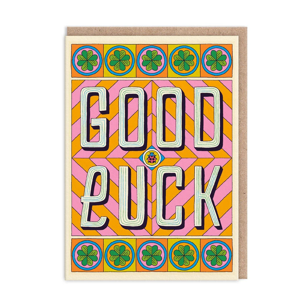OHH DEER Greeting Card Good Luck Typographic