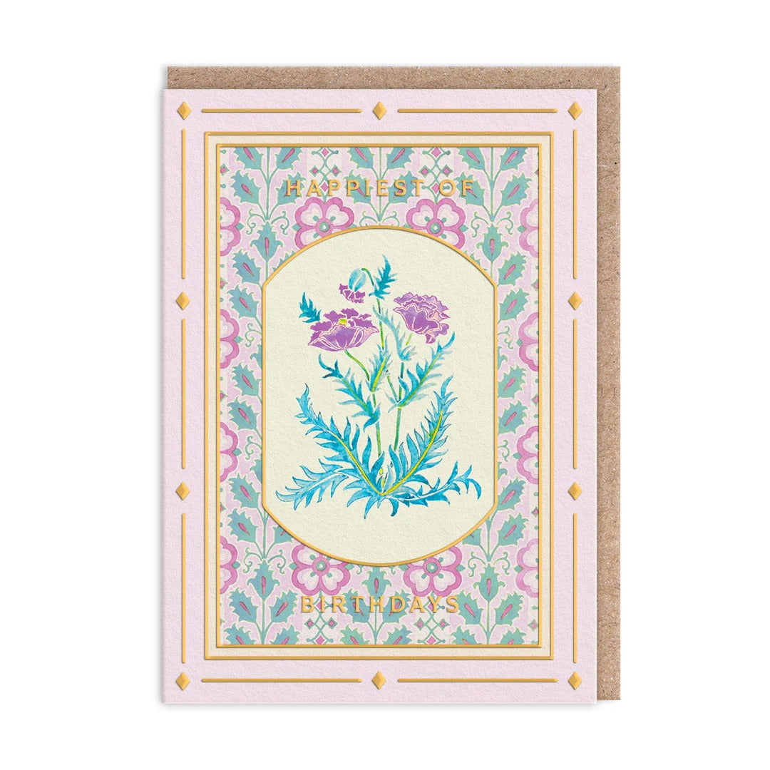 OHH DEER Greeting Card Cottagecore Purple Poppies