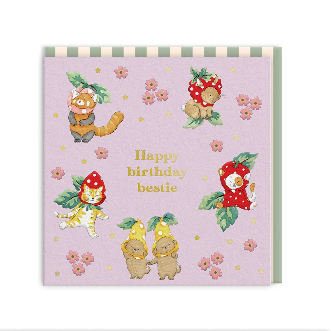 OHH DEER Greeting Card HBD Bestie Mini Square