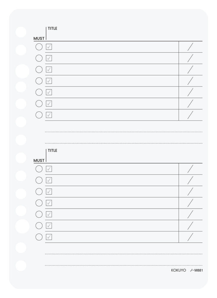 KOKUYO Campus TODO Loose Leaf 50-Sheets A6