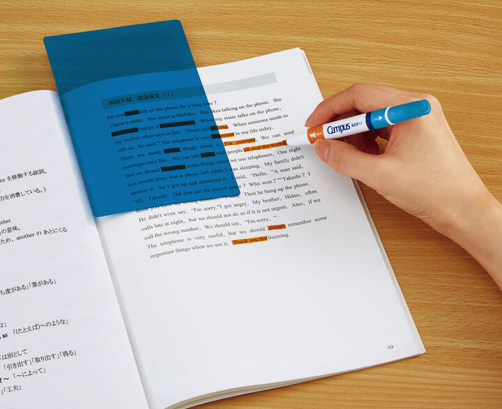 KOKUYO Campus Memorizing Pen Orange/Light Blue with Blue Color Sheet