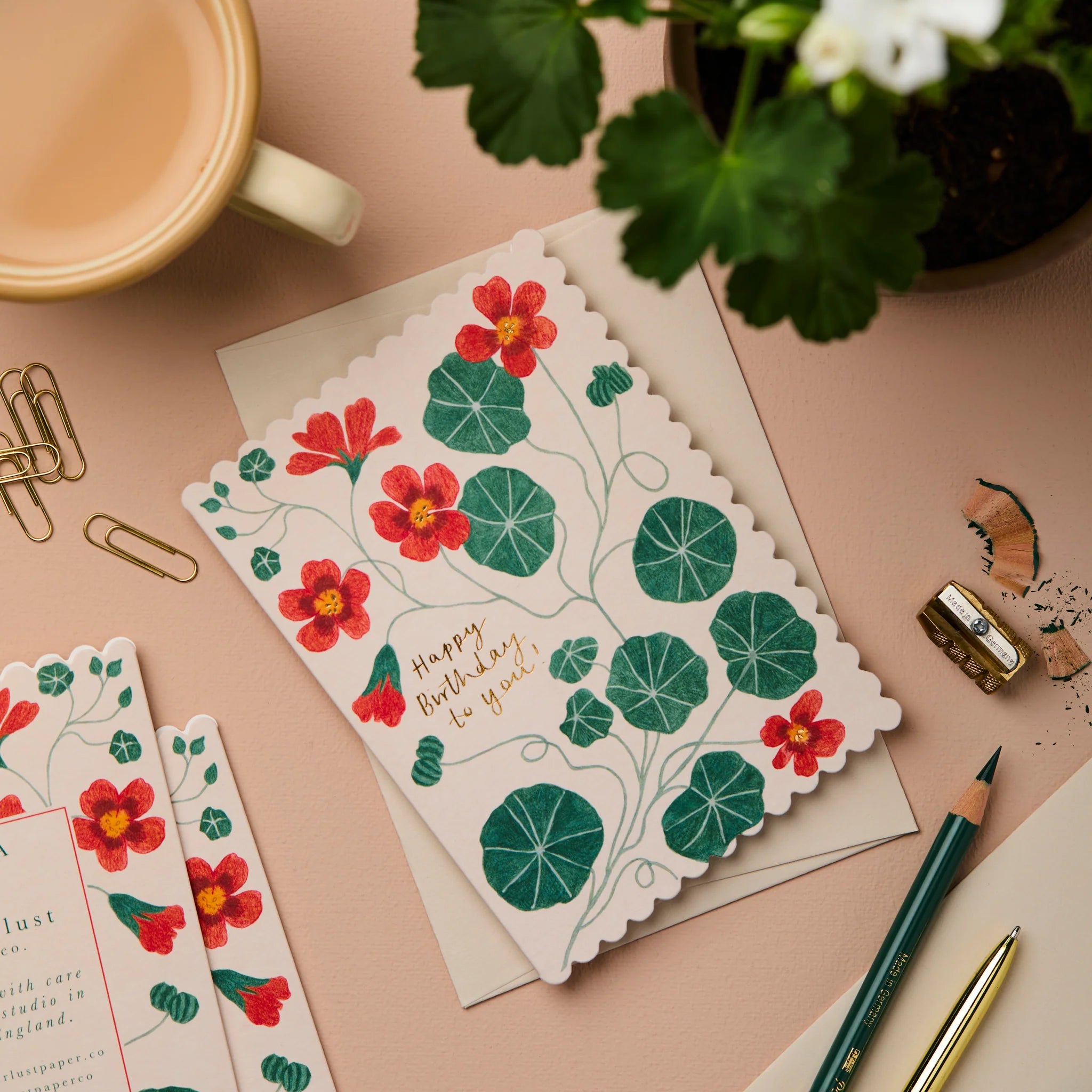 WANDERLUST PAPER CO Greeting Card Nasturtium Happy Birthday To You!