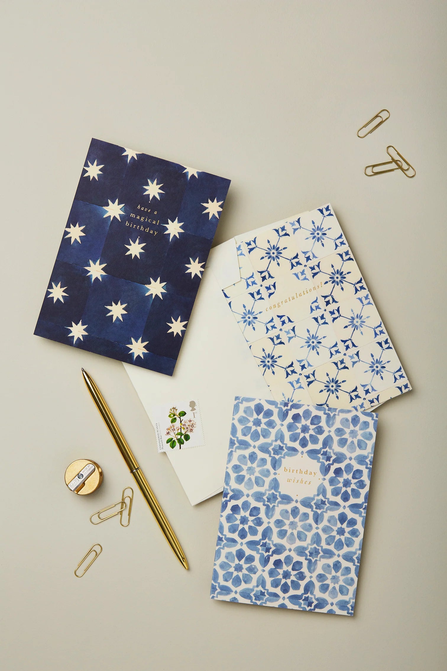 WANDERLUST PAPER CO Greeting Card Navy Stars Magical Birthday