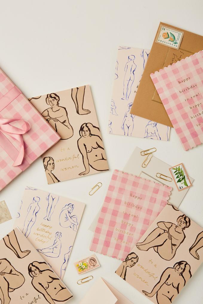 WANDERLUST PAPER CO Greeting Card Pink Gingham Happy Birthday To You!