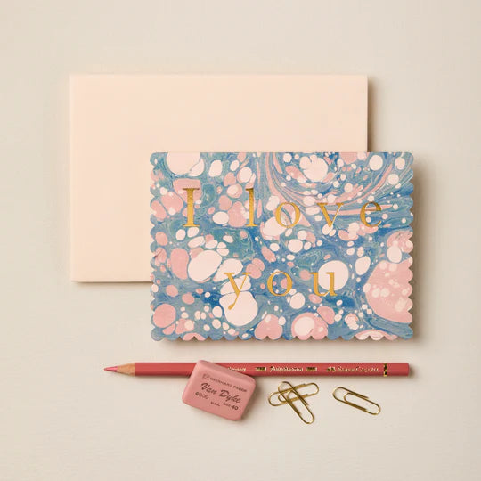 WANDERLUST PAPER CO Greeting Card Pastel Marble I Love You