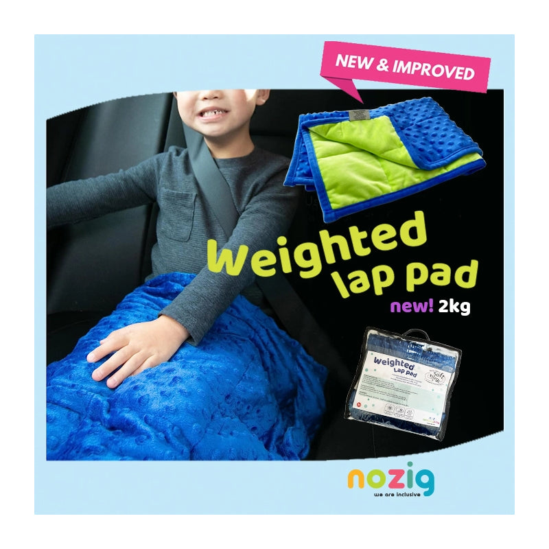 NOZIG Minky Dot Sensory Weighted Lap Pad 2kg Lime Green/Blue