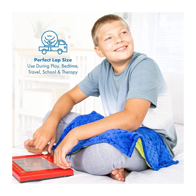 NOZIG Minky Dot Sensory Weighted Lap Pad 2kg Lime Green/Blue