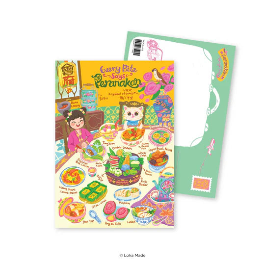 LOKAMADE Doodle Land Postcard Every Bite Says Peranakan