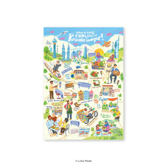 LOKAMADE Doodle Land Postcard Have a Super Cool Day in Kuala Lumpur