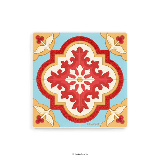 LOKAMADE Tales of Tiles Mosaic Coaster Crimson Bloom