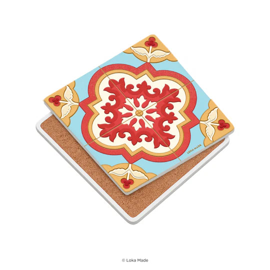 LOKAMADE Tales of Tiles Mosaic Coaster Crimson Bloom