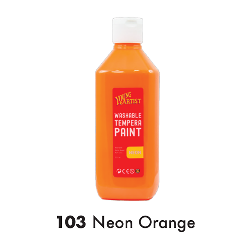 KCK Young Artist Tempera Paint 500ml #103 Neon Orange