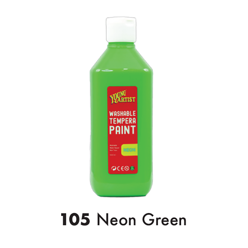KCK Young Artist Tempera Paint 500ml #105 Neon Green