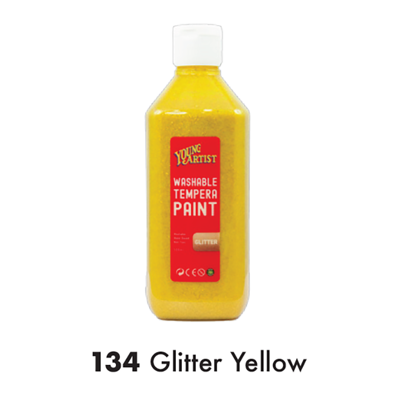 KCK Young Artist Tempera Paint 500ml #134 Glitter Yellow
