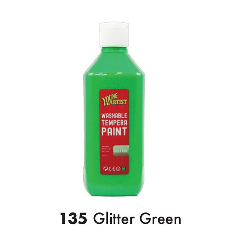 KCK Young Artist Tempera Paint 500ml #135 Glitter Green
