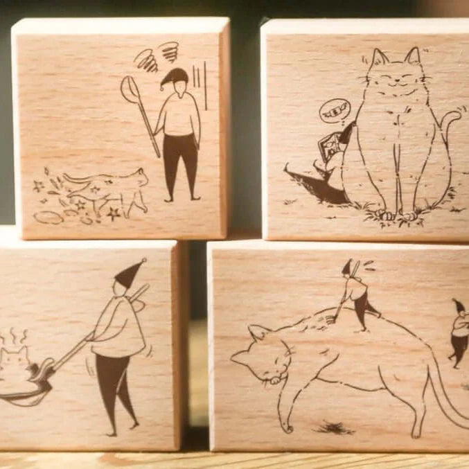 MODAIZHI Rubber Stamp Cat Attendant (A) Litter Box Treasure Hunger