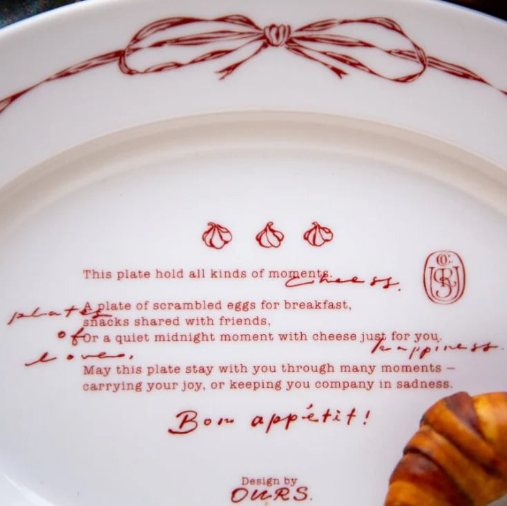 OURS Oval Ceramic Plate Bon Appetit!