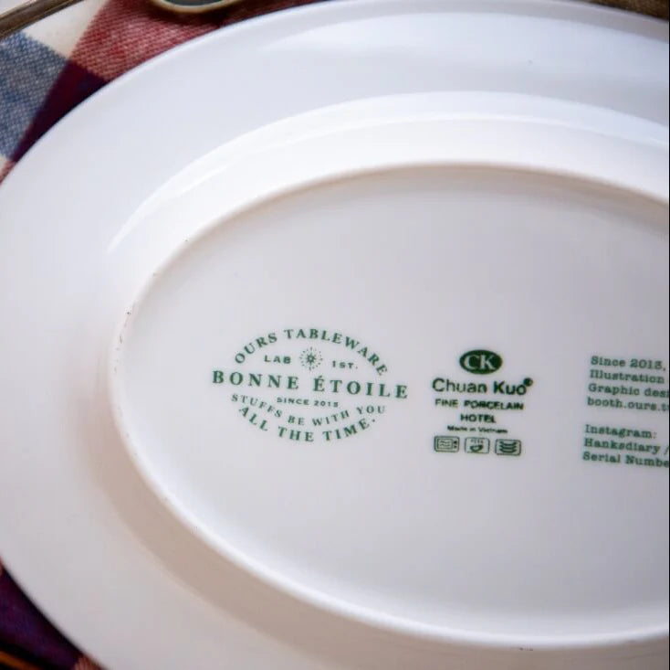 OURS Oval Ceramic Plate Bon Appetit!