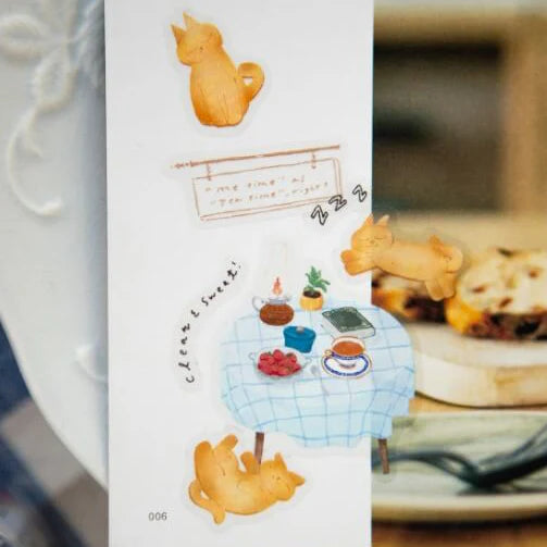 OURS Die-Cut PET Tape Sleeping Cat Sample Roll (70cm per cycle)