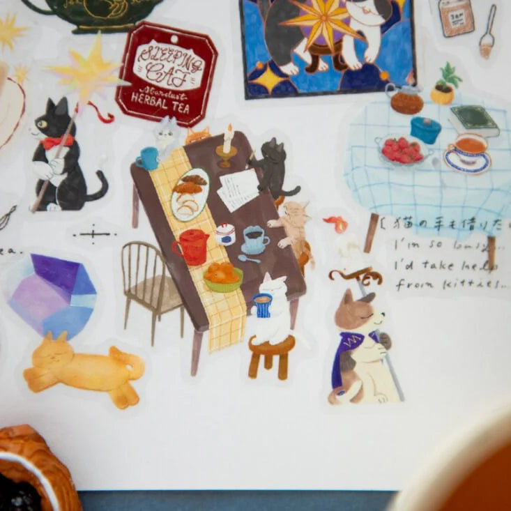OURS Die-Cut PET Tape Sleeping Cat Sample Roll (70cm per cycle)