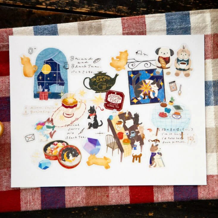 OURS Die-Cut PET Tape Sleeping Cat Sample Roll (70cm per cycle)