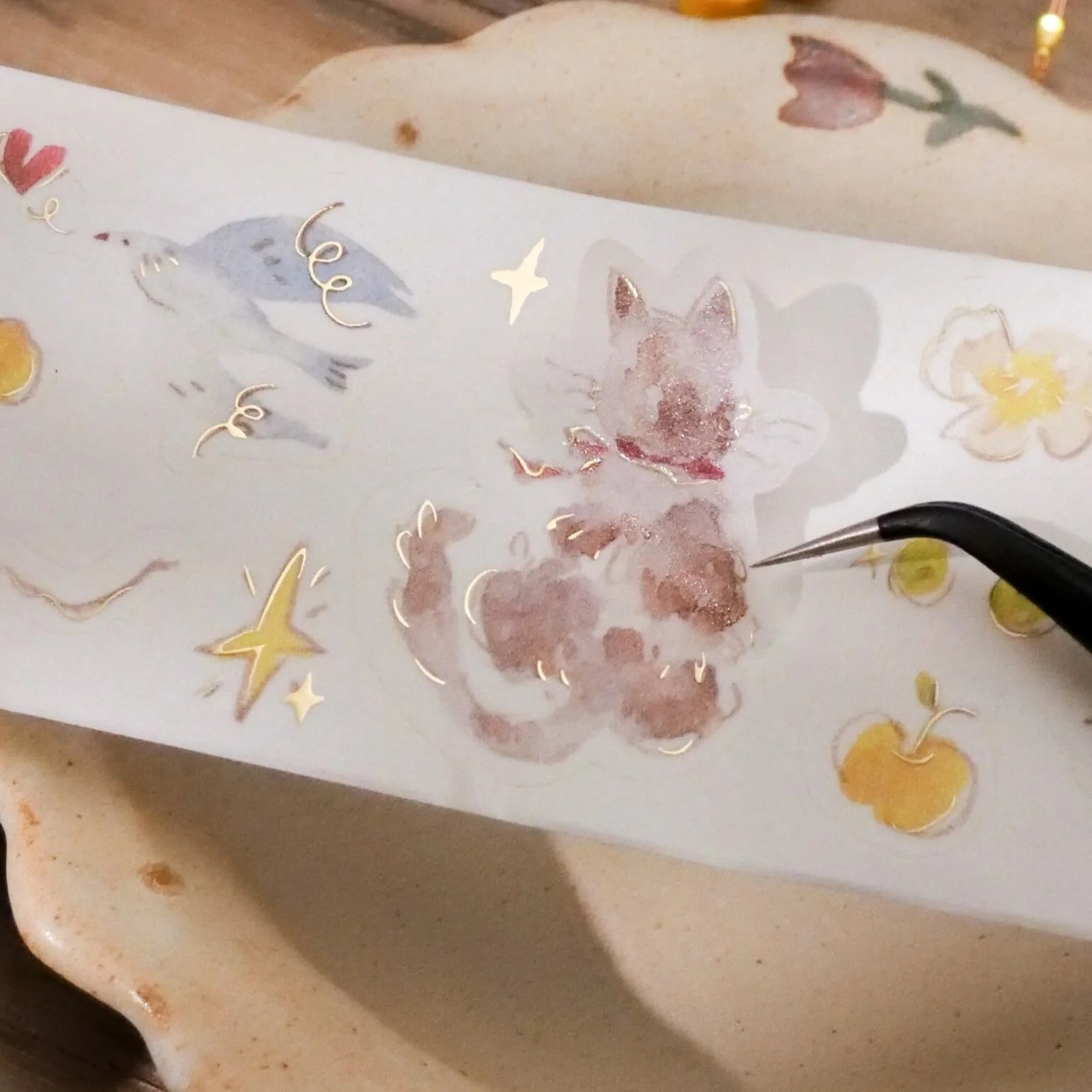 MEOW ILLUSTRATION Kiss-Cut Washi Tape The Starry Night Sample Roll (100cm per cycle)