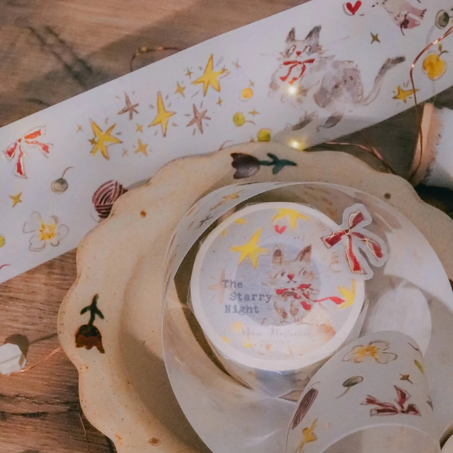 MEOW ILLUSTRATION Kiss-Cut Washi Tape The Starry Night Sample Roll (100cm per cycle)