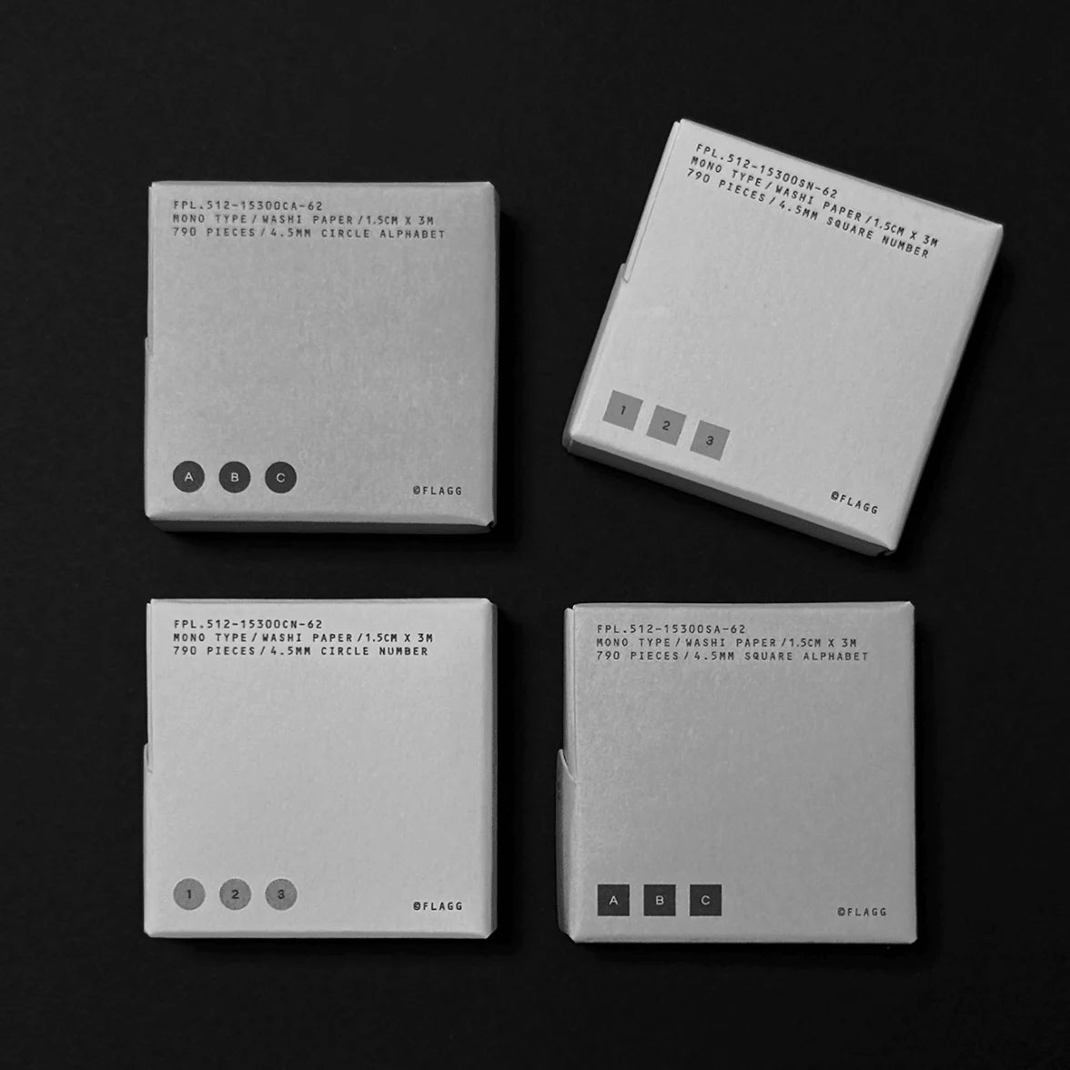 FLAGG Mono Type Roll Label Alphabet & Number Circle Alphabet