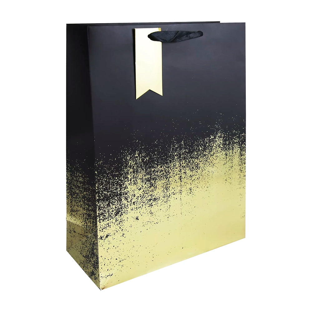 EUROWRAP Gift Bag XL Black Gold Distressed
