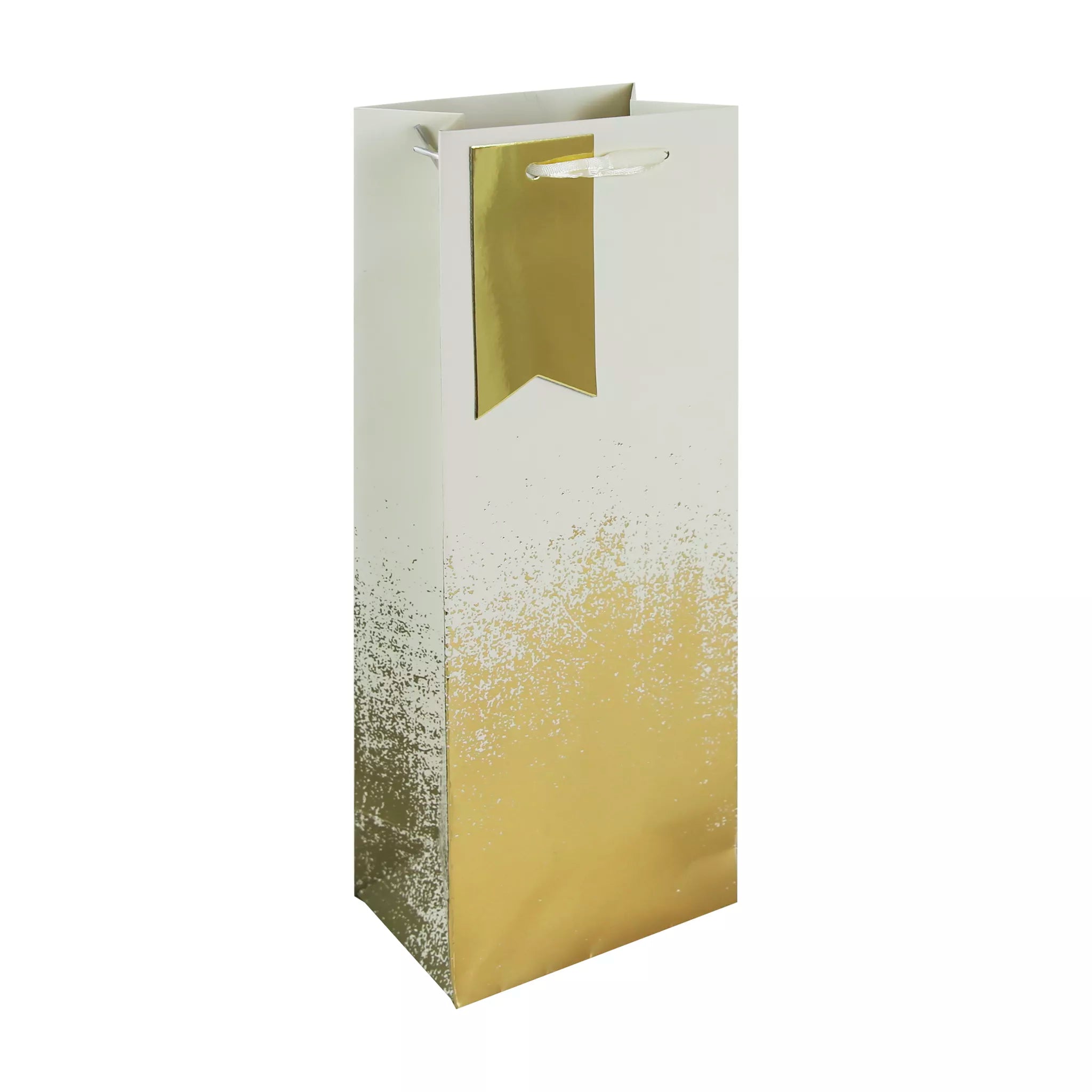 EUROWRAP Gift Bag Bottle Cream Gold Distressed