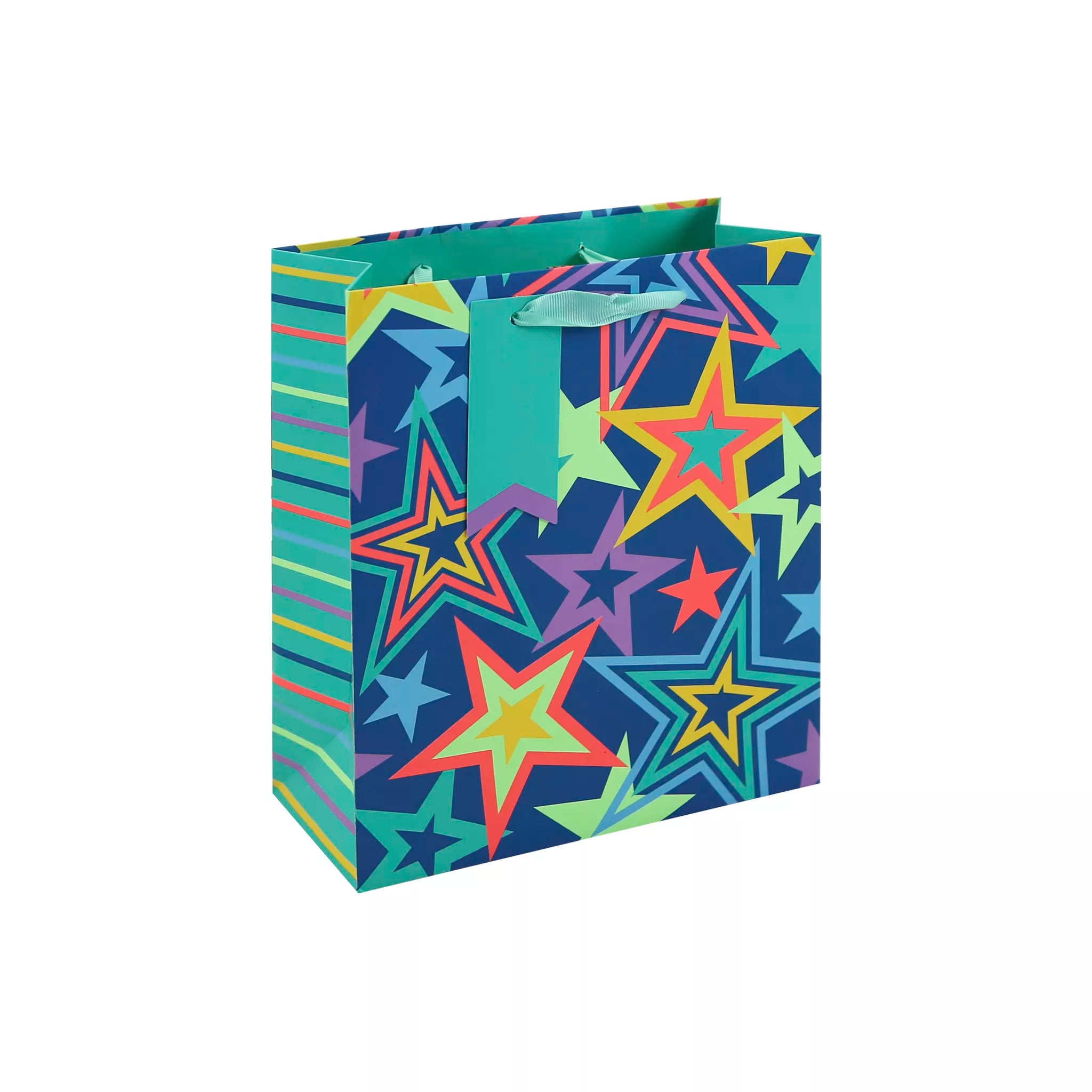 EUROWRAP Gift Bag Medium Neon Stars