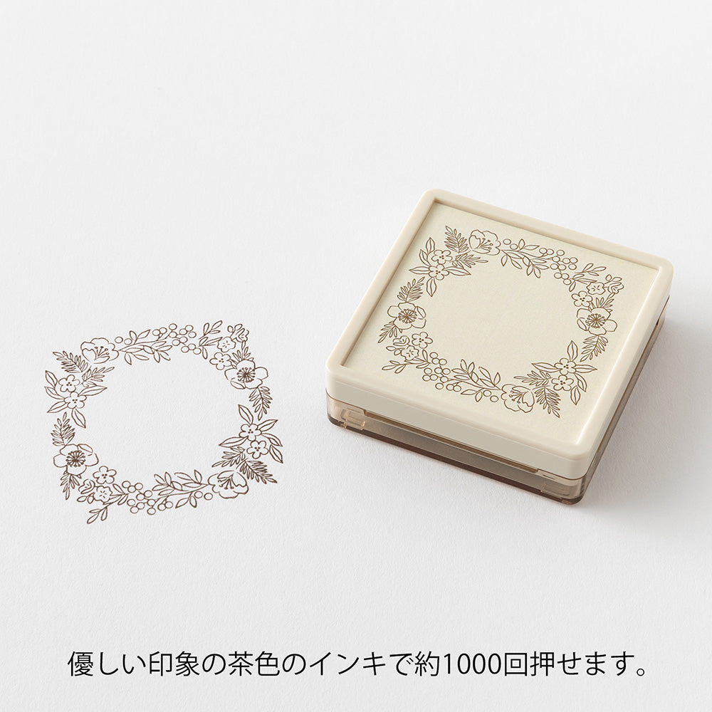 MIDORI Paintable Stamp Pre-Inked Soft Color Floral Decoration Brown