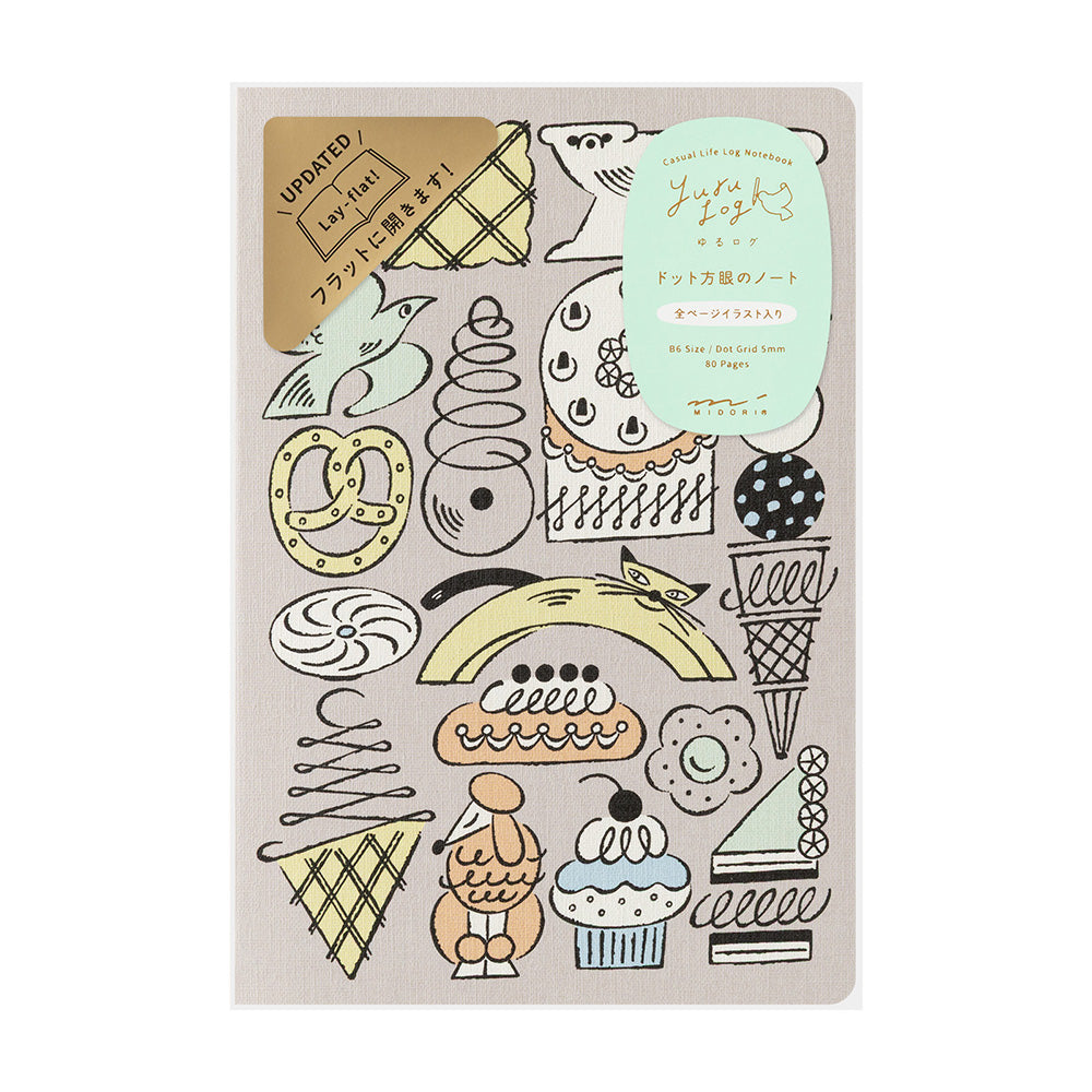 MIDORI Yuru Log Notebook B6 Sweets & Animals