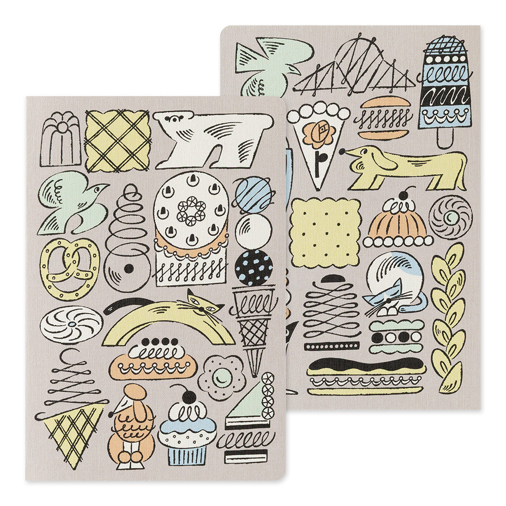 MIDORI Yuru Log Notebook B6 Sweets & Animals
