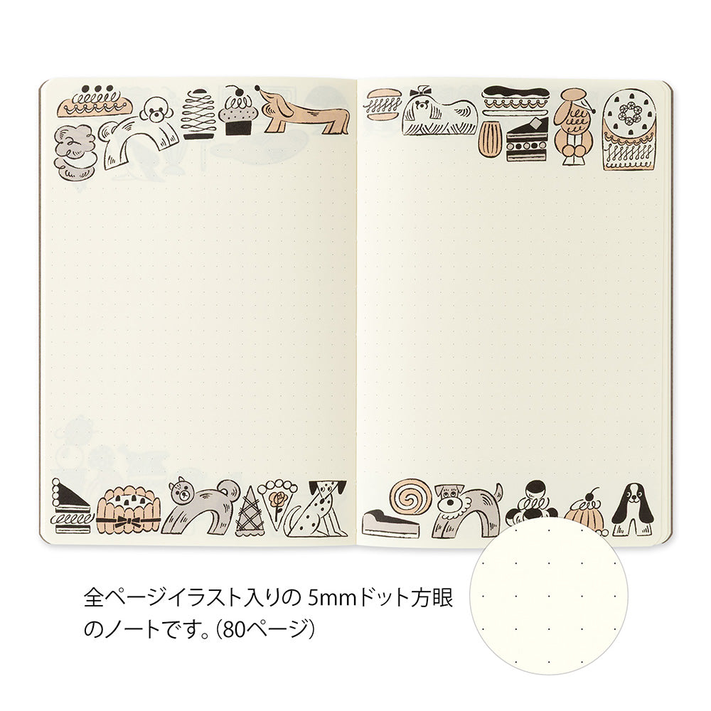 MIDORI Yuru Log Notebook B6 Sweets & Animals