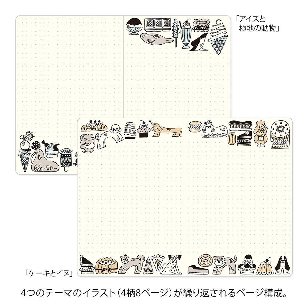 MIDORI Yuru Log Notebook B6 Sweets & Animals