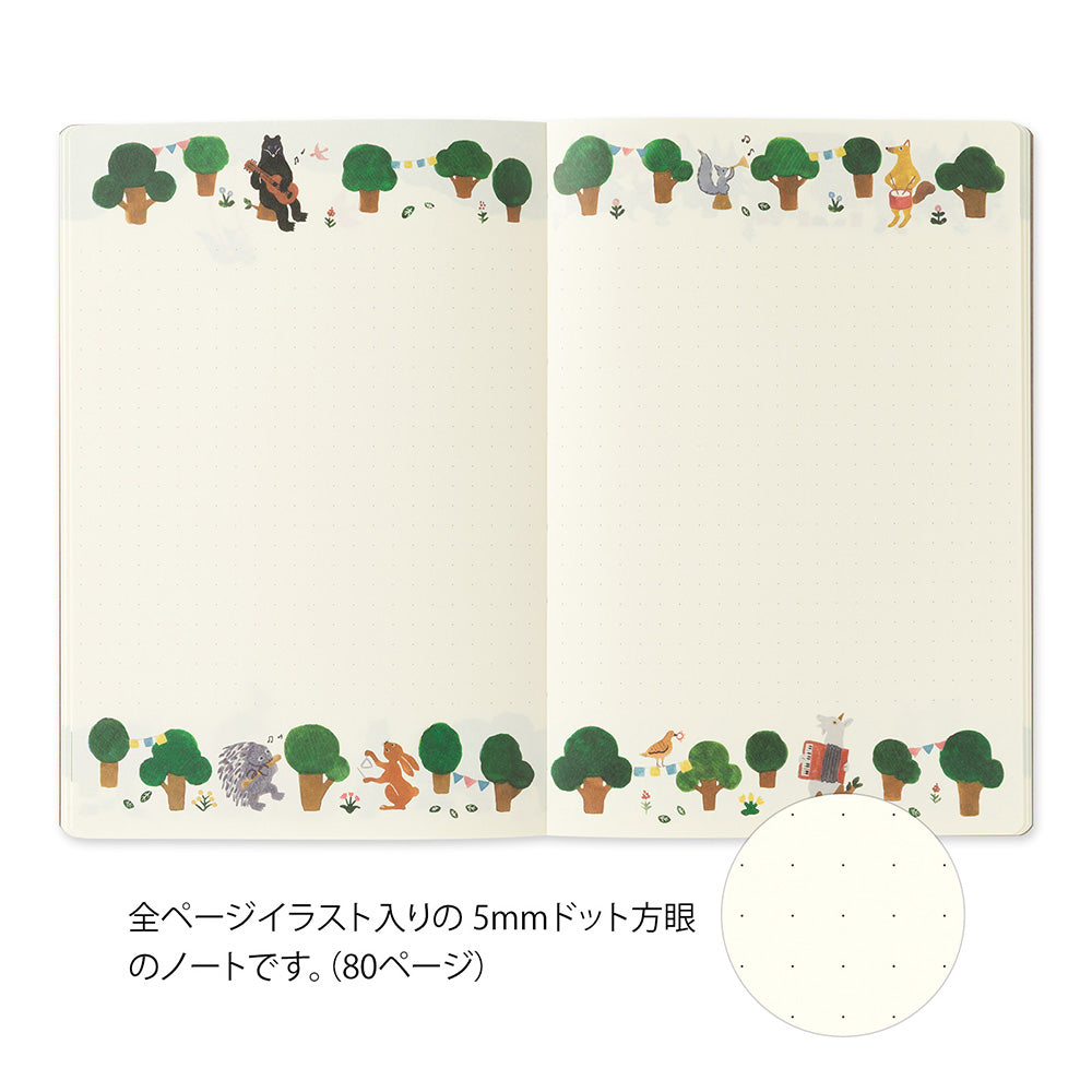 MIDORI Yuru Log Notebook B6 Forest Animal A
